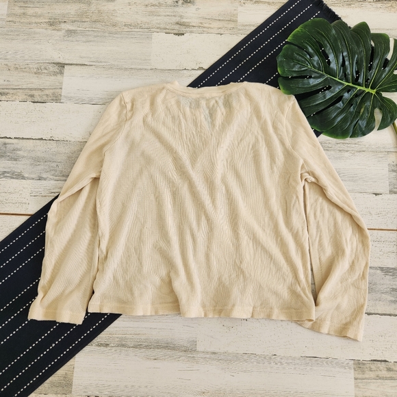 Madewell Hearthered Thermal Henley Tee Long Sleeve Cream Size XL - Picture 3 of 6